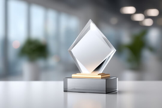 Award trophy shines, symbol of success with sleek, modern design
