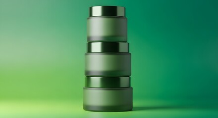 Cosmetics Golden Color Cream Jar Silver Color Cap for Cosmetics  Mockup Design on Abstract blue background