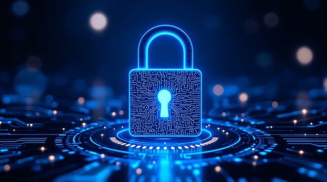 Cyber security concept digital lock technology background for online data protection and privacy safe
