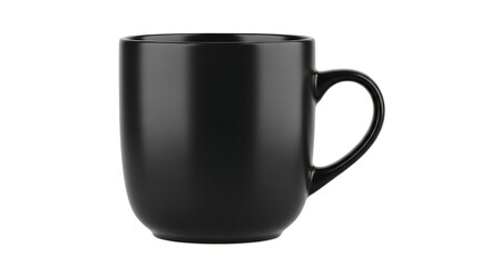 Minimalist matte black ceramic coffee mug, simple drinkware