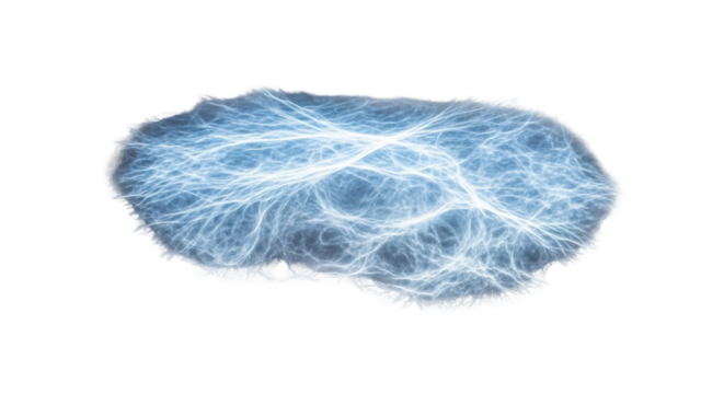 Stylized Human Brain Illustration Made of Glowing Blue Nerves and Neural Fibers isolated on Transparent Background