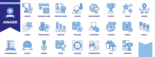 Fototapeta premium Reward Blue White Icon Sheet Illustration