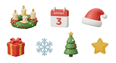 Christmas-themed icons set with a red and green color scheme.