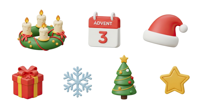 Christmas-themed icons set with a red and green color scheme. - Powered by Adobe