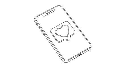 Digital smartphone showing social media heart like notification