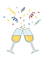 Clinking Champagne Glasses with Colorful Confetti