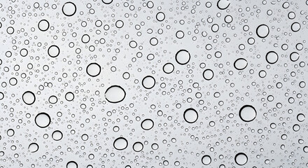 Water droplets on a clear surface, an abstract liquid pattern