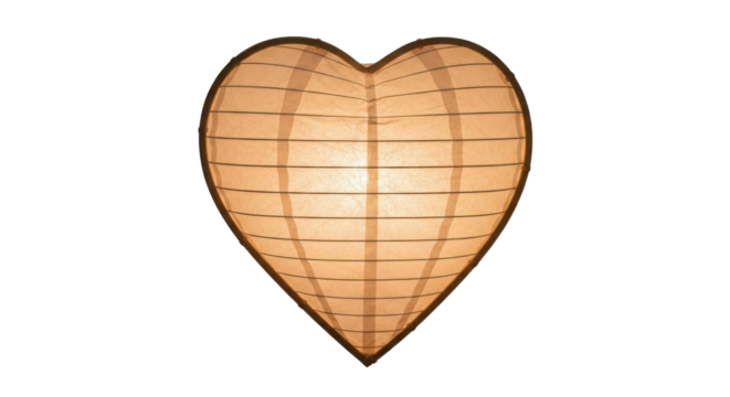 Minimalist Illuminated Beige Paper Heart Lantern Isolated Graphic Design Element isolated on Transparent Background