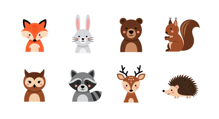 Cartoon forest animals collection illustration vector design isolated