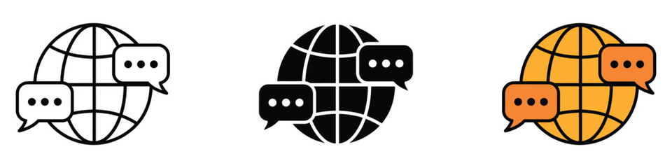 Global dialog icon vector. seamless communication, bridging cultures and sharing ideas worldwide, fostering collaboration and understanding across boundaries symbol. vector illustration. © MdNurul