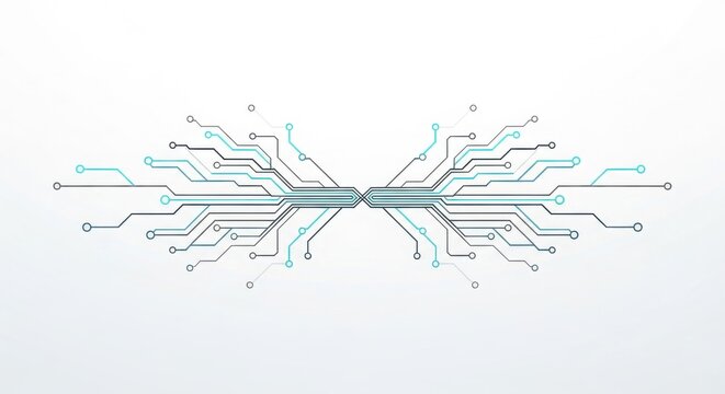 Abstract circuit board pattern with blue lines, digital connection technology design