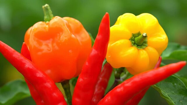 Colorful Chili Peppers - A Vibrant Harvest of Flavors and Spices.