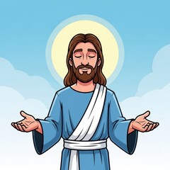 Obraz premium Divine serenity illustration showing spiritual figure against a luminous backdrop