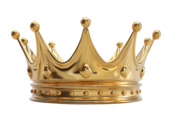 Detailed golden crown isolated on transparent background