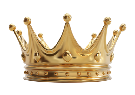 Detailed golden crown isolated on transparent background