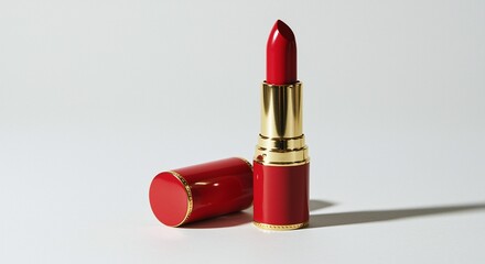 red lipstick on a white background