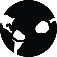 Black and white abstract globe with continents and oceans world earth