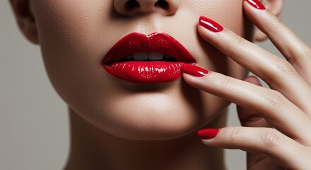 a young woman with red lips