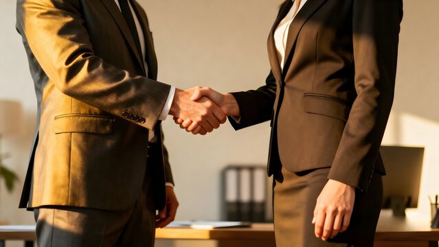 Business people shaking hands closing deal in office partnership concept