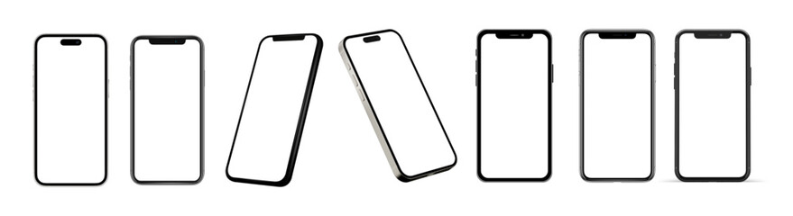 Mobile Phone Vector Mockups &ndash; Realistic Device Angles Collection