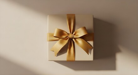 Elegant Gift Box with Golden Ribbon Minimalist Celebration of Generosity and Care
