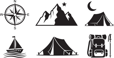 Adventure Travel Icon Set &ndash; Camping, Hiking, Exploration Symbols

Outdoor Exploration Line Icons &ndash; Mountains, Ships, Maps & More

Travel and Adventure Outline Icons Pack for Outdoor Activities