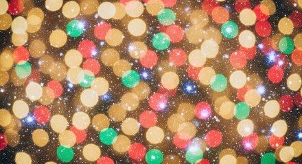 Festive and magical bokeh background with multicolored lights and twinkling stars creating a