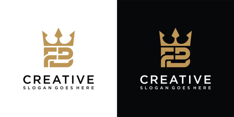 Initial letter FB or BF logo design with crown icon vector