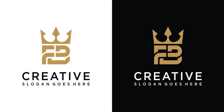 Initial letter FB or BF logo design with crown icon vector
