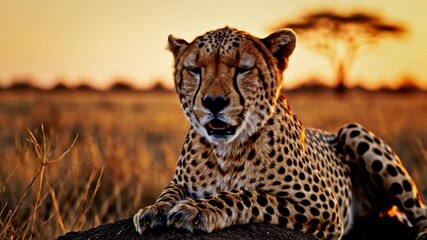 Cheetahs in the African Savannah at Sunset - A Wildlife Documentary.