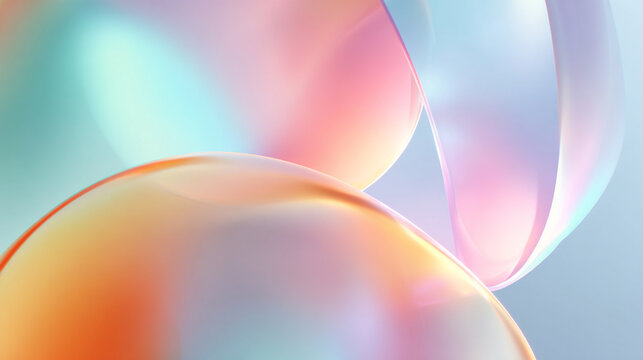 Abstract Spherical Harmony: Two ethereal orbs of light dance gracefully against a soft gradient, the swirling colors creating a sense of wonder and visual poetry.