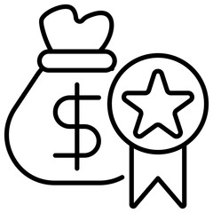 Prize Money Line Icon Illustration