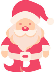 Flat icon of Santa Claus with hat and beard, classic Christmas character.