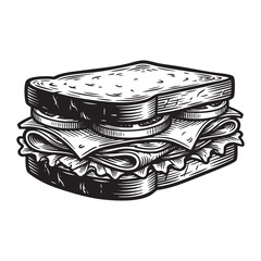 Sandwich Layered Engraving Vector Illustration