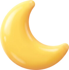 3D Crescent Moon PNG Transparent Background