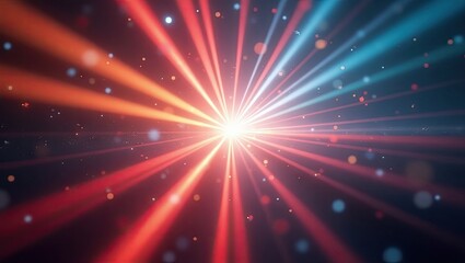 Bright, radiant light flares emanate from a central point, forming streaks across a deep, darkened backdrop.
