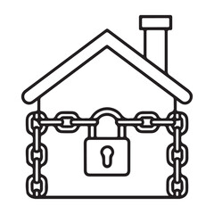 House secured with chains and a padlock for safety and protection