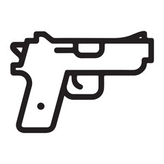 Simple outline icon of a handgun pistol on a white background
