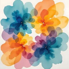 Watercolor Painting of Colorful Floral Wreath on White Background