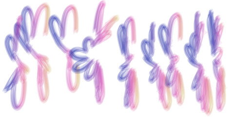 Multiple Softly Blended Paint Strokes in Pink, Blue, and Yellow, Forming Energetic, Organic Shapes and Fluid Motion.