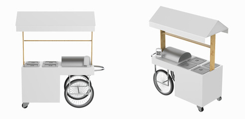 fast food or coffe booth isolated on white background.3d illustration