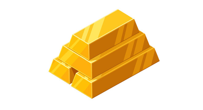 Illustration of a stack of three gold bars on a white background.