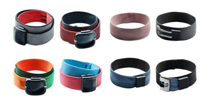 Colorful Adjustable Bands for Various Uses, set collection, mega bundle, isolated on transparent background