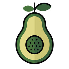 A Delicious Avocado Slice Illustration with Dark Green Skin and Seed Area Displaying Freshness and Health Benefits of this Superfood