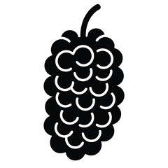 Delicious ripe mulberry fruit design vector illustration in black color isolated on white background food ingredient for culinary project and dessert recipe