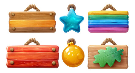 Fototapeta premium Colorful Decorative Background Elements with Unique Shapes and Styles