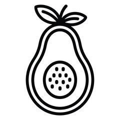 Minimalist Avocado Icon Illustration Perfect for Food Blogs and Healthy Recipe Websites with Clean Lines and Simple Design