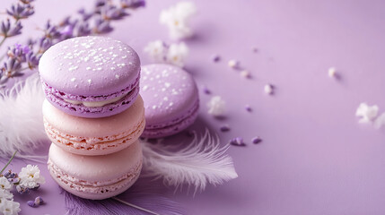 Obraz premium Floating colorful macarons with candy sprinkles flower