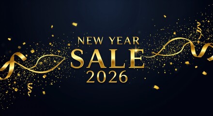 New Year Sale 2026: An elegant design, with golden accents, promises exciting deals to welcome the arrival of the New Year, creating a festive atmosphere for shopping.
