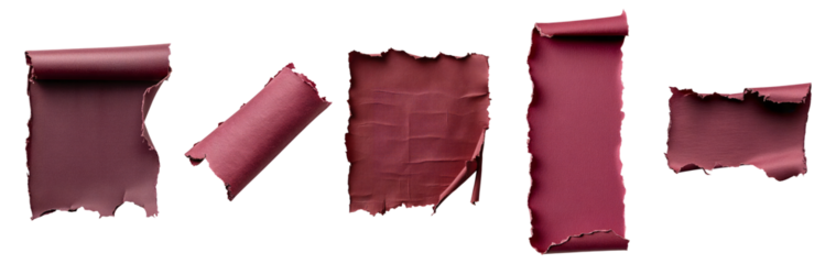 Texture of Burgundy Paper in Various Forms for Background Design, Isolated on Transparent, white background
